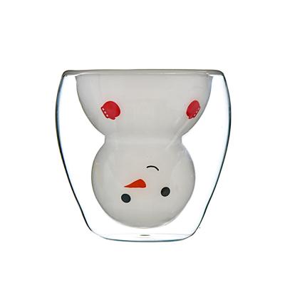 China Christmas Disposable Simple Gift Water Cup Snowman Cartoon Thickened Double Glass And Creative Ironing for sale