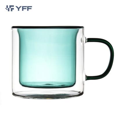 China Custom Sustainable Hot Sale Double Wall Heat Resistant Hot Tea Coffee Drinking Glass Mug for sale