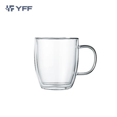 China Viable Double Wall Around Mouth Cup Clear Glass Safe Glass Travel Coffee Mug for sale