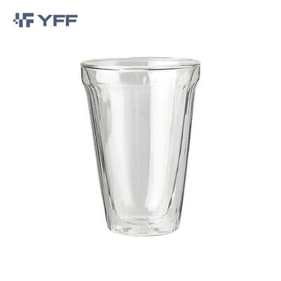 China Sustainable Glass Double Wall With Handle Coffee Mug 150ml/250ml/350ml/450ml Glass Coffee Mugs for sale