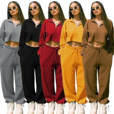 China Breathable EB-Fashionable 2 Piece Tracksuit Set Women Long Sleeve Crop Tops With Sweatpants Women 2 Piece Pants Set Jogging Suits Wholesale for sale