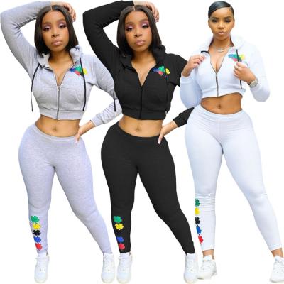 China MD-20901152 Breathable Fashion Lady 2 Pcs Tops Pants Long Sleeves Sport Bodycon Clothing Autumn Women Sweatsuit Two Piece Set for sale