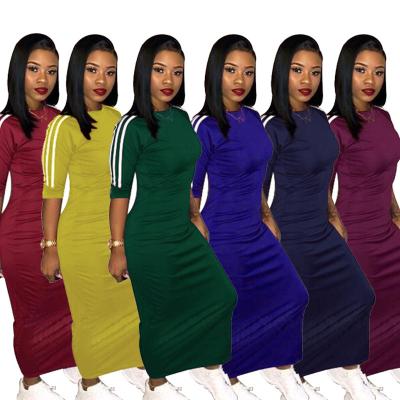 China Wholesale Anti-Wrinkle Plus Size Sexy Solid Pencil Bodycon Dress Ladies Long Maxis for sale