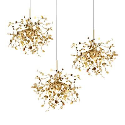 China Contemporary Style Firework LED Chandelier Post Modern Titanium 3 Lights in Gold for sale