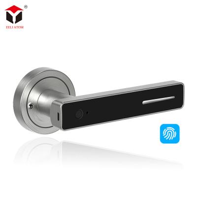 China Best Aluminum Alloy Security Door Lock Fingerprint and Digital Keypad TTlock APP Lever Handle Smart Lock Mobile Door Lock Handle for sale