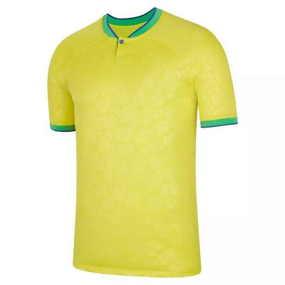 China Shirts & Leading 2022 Polyester Fabric World Premium Brazil Soccer Jersey Custom Quality Logo Cup Jersey for sale