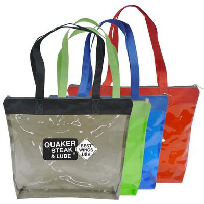 China Colored semi frosted see through design Tinted jelly zipper tote bag for sale