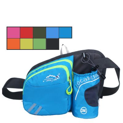 China Outdoor sports belt waist bag with water bottle holder fanny pack zipper phone pouch Bum Bag for sale