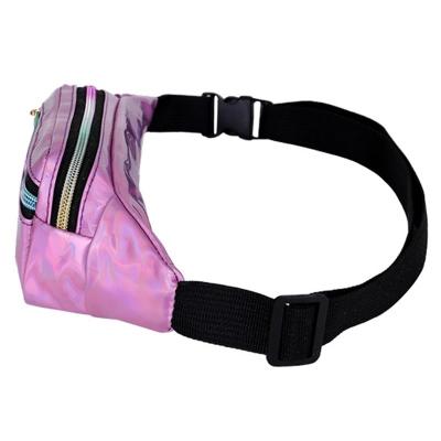 China Holographic Leather Fanny Belts Bag Laser Cute Smarts Waist Bag Outdoor Sports BikingWaist Packs Running Bum Bag for sale