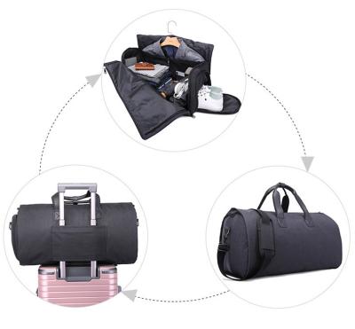 China Ready To Ship Foldable Travel Bag 600D Polyester Garment Suit Folding Business Duffle Bag Detachable Garment Rolling Sho for sale