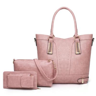 China Leather Totes Bag Sets Women Top Handle Leather Handbag -Purse-Wallets 3pcs In 1 Set Ladies Hand Bags for sale