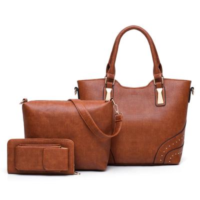 China Women Handbags Sets Leather Totes Handbag Shoulder Purses Clutch Wallets 3 Pcs In 1 Set Handbag Sets for sale