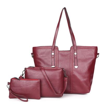 China Leather Totes Bag Sets Handbag Purse Wristl For Women 3pcs In 1 Set Ladies Hand Bags for sale