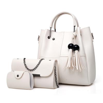 China Female Handbag Sets PU Leather 3pcs In 1 Set Women Totes Purse Wristle Ladies Hand Bags for sale