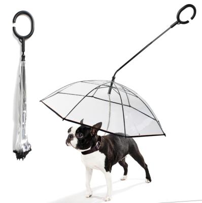 China Ready To Ship: dog leashes umbrella Anti-Drop Reverse open Inverted Umbrella for Pets leash C shape handle umbrella for sale