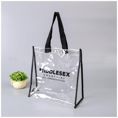 China Ready To Ship: PVC Handbag transparent vinyl Waterproof Logo art work Prints promotional jute beach bag Shopping totes B for sale