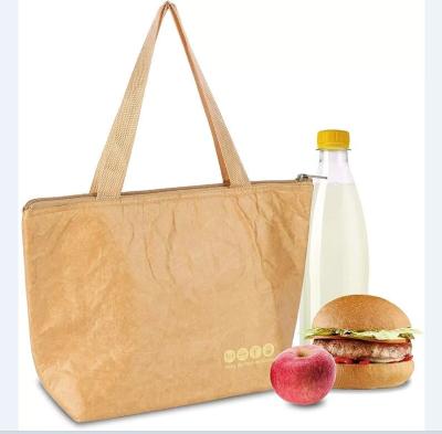 China Customized Dupont Cooler Bag  kraft paper small Tyvek lunch bag cooler insulated tote bag for sale