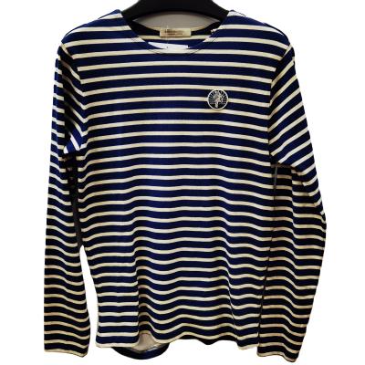 China Custom Anti-Wrinkle Men's Yarn Dyed Long Sleeve T-Shirt Striped Pullover Crewneck T-shirt for sale