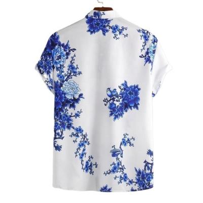 China New Fashion Anti-pilling Men's Short Sleeve Shirts Custom Logo Printed Floral Hawaiian Casual Shirts for sale