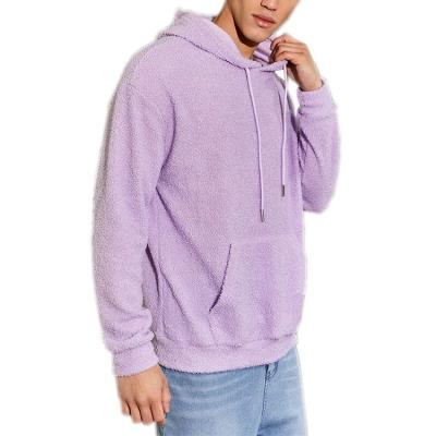 China Fashion Mens Hoodies Anti-Wrinkle Shoulder Purple Regular Fit Pullovers Solid Lilac Drop Kangaroo Pocket Mens Sweatshirts Hoodies for sale