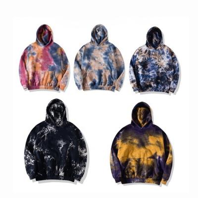 China Custom 100% Tie Dye Long Sleeve Anti-Wrinkle Cotton Fleece Crewneck Mens Hoodies Oversized Hoodie for sale