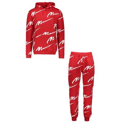 China 100% OEM Breathable Cotton Fleece Custom Men Sport Wear All Over Printed Tracksuit Hoodie Tracksuit for sale