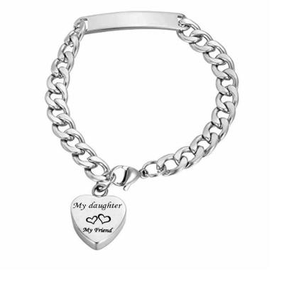 China Stainless Steel Cremation Jewelry Stainless Steel Forever In My Heart Urn Keepsake Cremates Bracelet With Engraving for sale