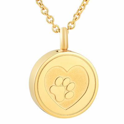 China CLASSIC Round Keepsake Memorial Urn Cremation Jewelry Necklace For Pets Ashes Paws Print Urn Necklace for sale