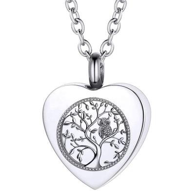 China CLASSIC Owl Tree Ashes Necklace Of Life Memorial Urn Pendant Keepsake Cremation Jewelry For Ashes For Women for sale