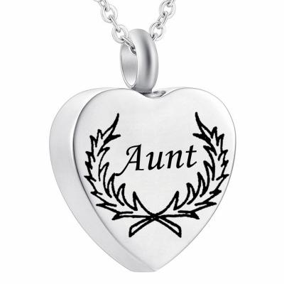 China Vintage Memorial Cremation Ash Keepsake Urn Necklace Olive Branch Heart Pendant for sale