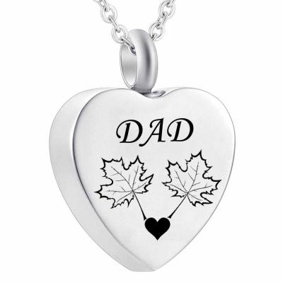 China CLASSIC Maple Leaf Heart Urn Necklace Keepsake Memorial Cremation Jewelry Pendant for sale