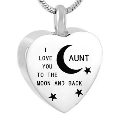 China CLASSIC I Love You To The Moon Urn Heart Back Necklace For Ashes Keepsake Memorial Cremation Pendant Jewelry for sale