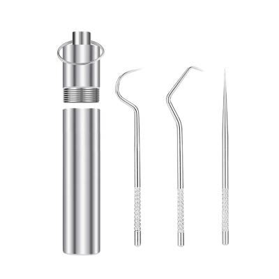 China Reusable Stainless Steel Portable Toothpicks Metal Titanium Key Chain Pocket Toothpick Holder Reusable For Outdoor for sale