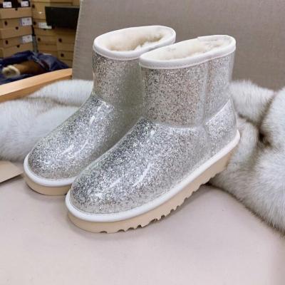 China Around the new PVC film anti-fouling and waterproof women's boots snow fur 2020 one winter warm shoes velvet cotton more non-slip for sale