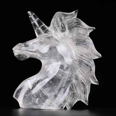 China Wholesale High Quality Quartz Crystal Unicorn Carvings from Europe Crystal Crafts Carved Super Clear for sale