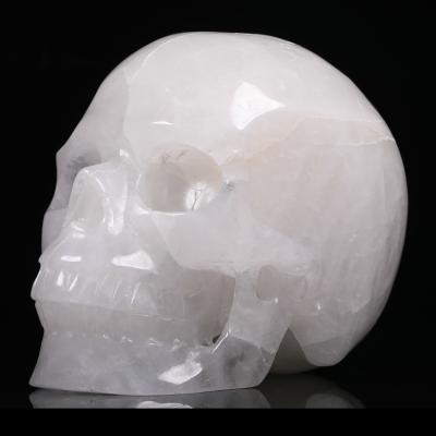 China China New Product High Quality 8.0 Inch Quartz Crystal Carving Natural White Skulls Healing Crystals For Feng Shui Decoration for sale