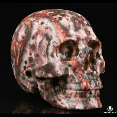 China Europe Wholesale 2.0 Inch Leopard Skin Jasper Natural Gemstone Crystal Healing Hand Carved Crystal Skulls for sale