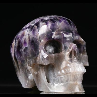 China China Wholesale Natural Mr. Skull Dream Chevron Huge Amethyst Hand Carved Crystal Skulls Healing Crystals For Fengshui Decoration for sale