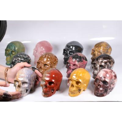 China China Wholesale High Quality 5.0 Inch Gemstone Skulls Hollow Carved Crystal Skulls Healing Crystal Skulls for sale