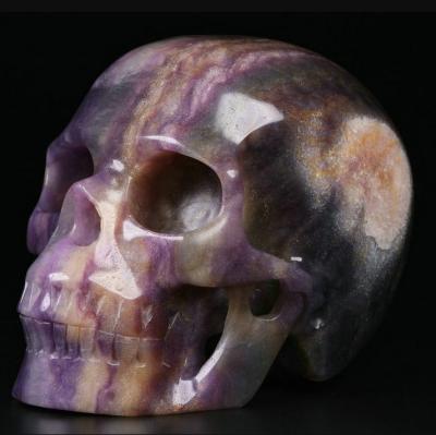 China Wholesale High Quality Fluorite Crystal Skulls Hand Carved Healing Crystal Realistic Skulls from China for sale