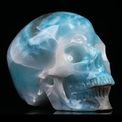 China China Hot Selling Skulls High Quality Crystal Carving Natural Gemstone 3.5 Inch Larimar Skulls Healing Crystals For Decoration for sale