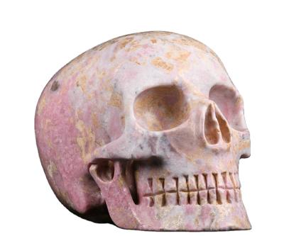 China Mr. Skull Wholesale Huge From China 5.0 Inch Rhodonite Pink Skulls Crystals Carves Healing Crystals Skullls Trophy For Sale for sale