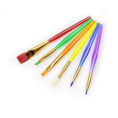 China 6pcs Watercolor Paint Brush Set Nylon Multicolor Wooden Brush for Kids Art Brush Set for sale