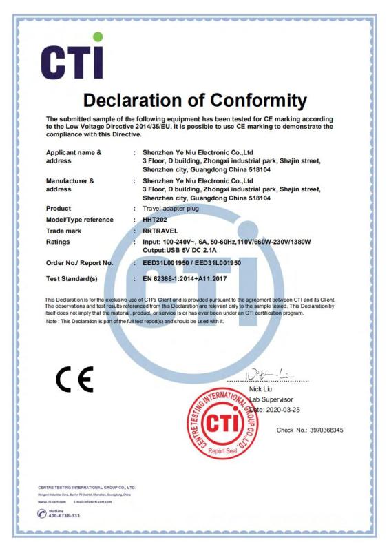 CE - Shenzhen Honghetong Electronic Technology Co., Ltd.