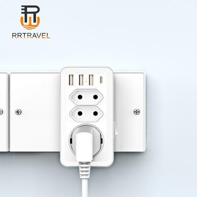 China Hot Selling US 1 To 3 Euro Way Extension Electric Power Socket, Wall Mounted Power Outlet Socket, Wall Charger With 3 USB+Type C Port for sale