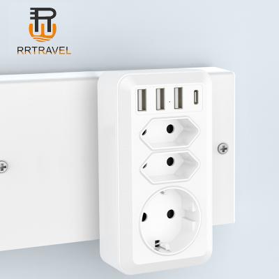 China New Portable 1 to 3 Way EU EU Electric Power Supplement, Wall Socket Outlet, Wall Power Outlet with 3 USB+Type C Port for sale