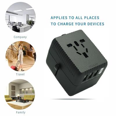 China World Travel Adapter With EU US R-U AUS Plugs All In One With Type-C 3.0 Quick Charge + 3 USB Ports 5A Output HHT528 for sale