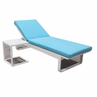 China Modern Aluminum View Beach Sun Bed Chaise Lounge Pool Bed Outdoor Folding Sun Sofa With Table for sale