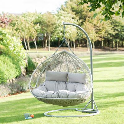 China Patio\Garden\Outdoor\Indoor Double Seat Garden Swing Egg Hanging Chair With Stand for sale