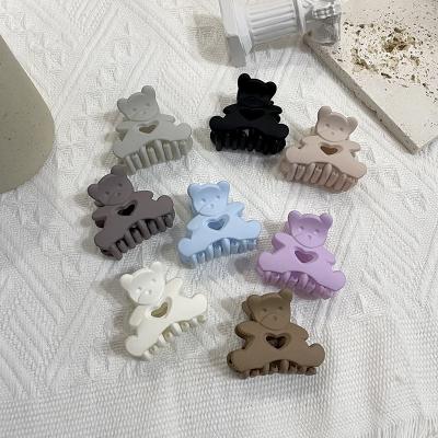 China Matte Hair Claw Girls Kids Cute Bear Solid Color Style Hair Claw European and American Plastic Hair Accessories for Women for sale